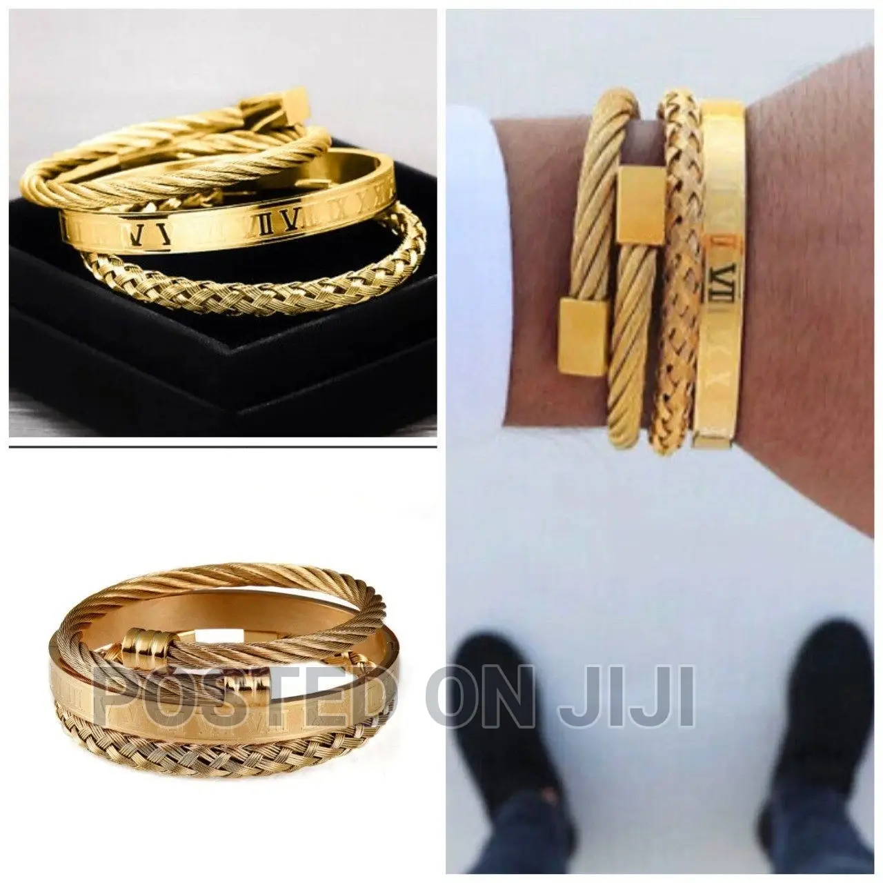 Luxury 3pcs/Set Stainless Steel Bracelet Price :- 1800birr