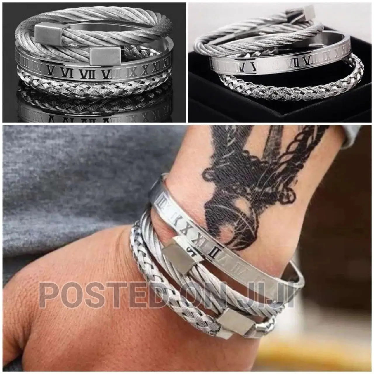 Luxury 3pcs/Set Stainless Steel Bracelet Price :- 1800birr