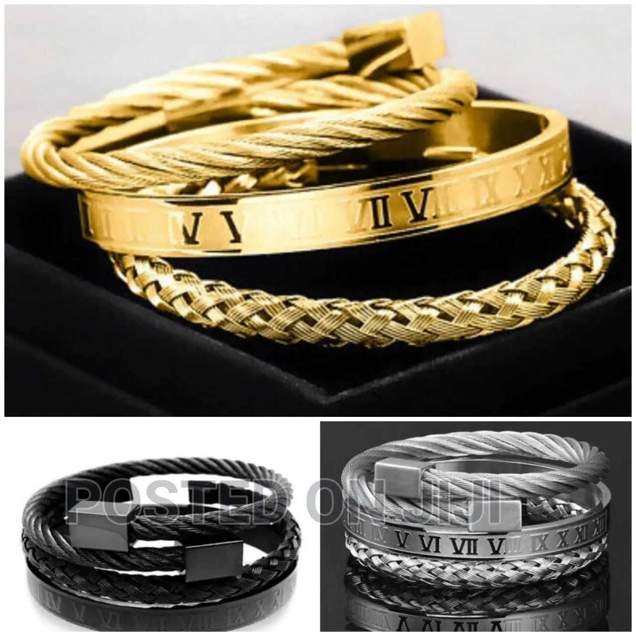 Luxury 3pcs/Set Stainless Steel Bracelet Price :- 1800birr