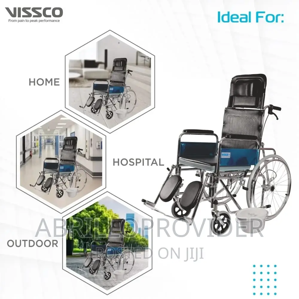 Reclining Commode Wheelchair for Hospital
