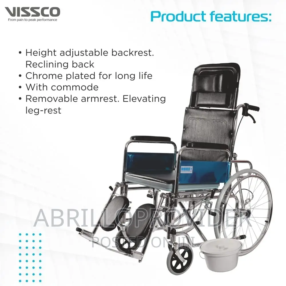 Reclining Commode Wheelchair for Hospital