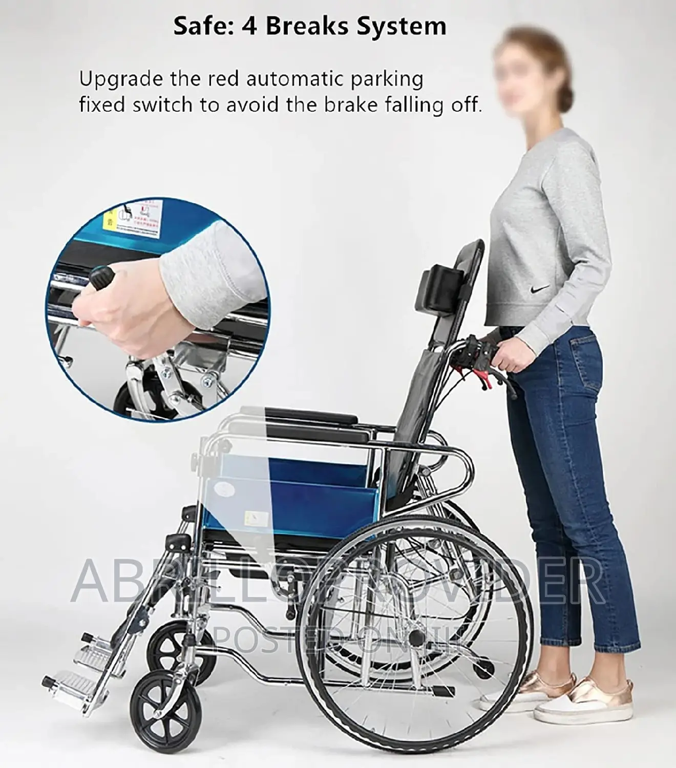 Recline Back Fold Manual Commode Wheelchair