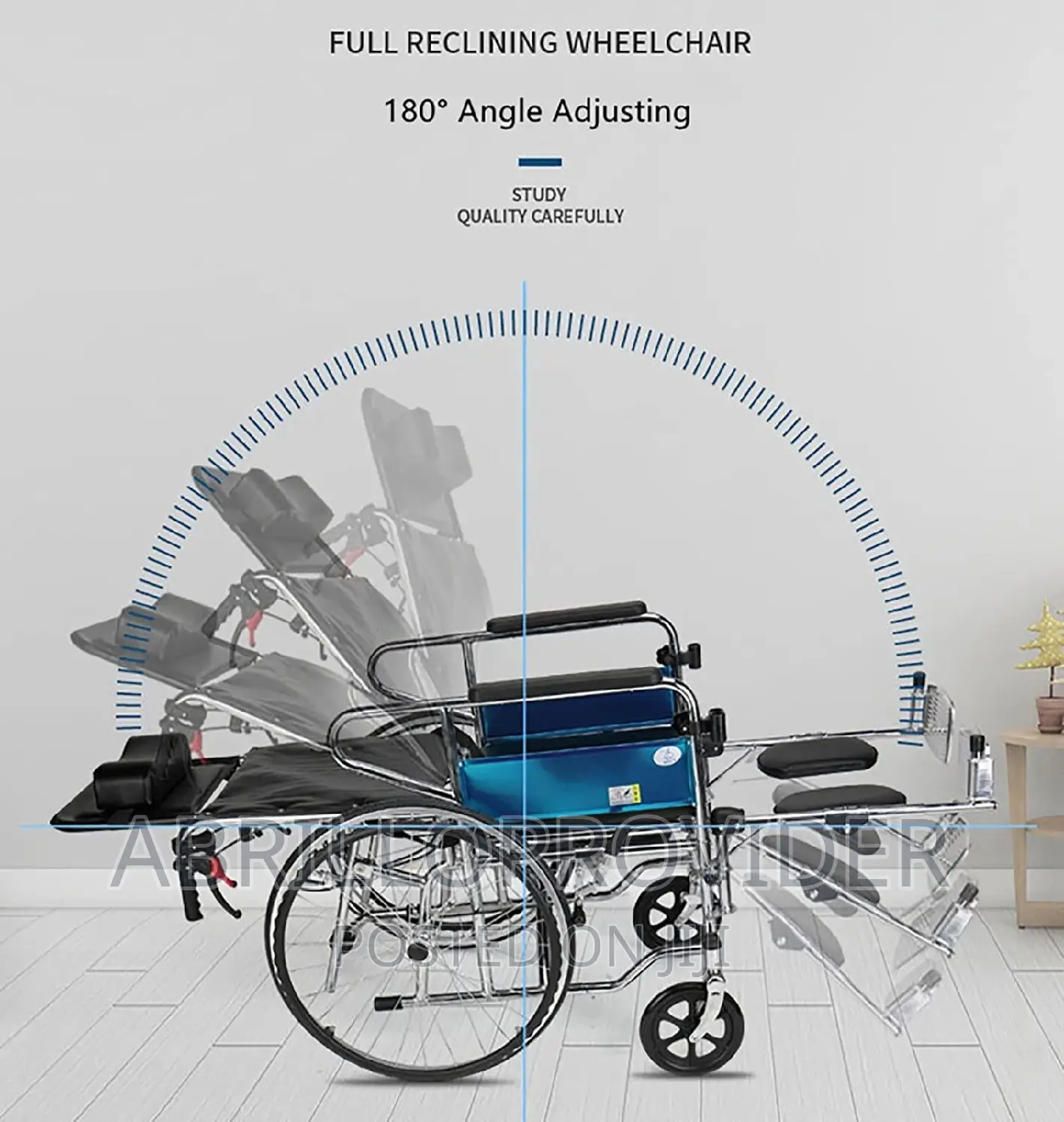 Recline Back Fold Manual Commode Wheelchair