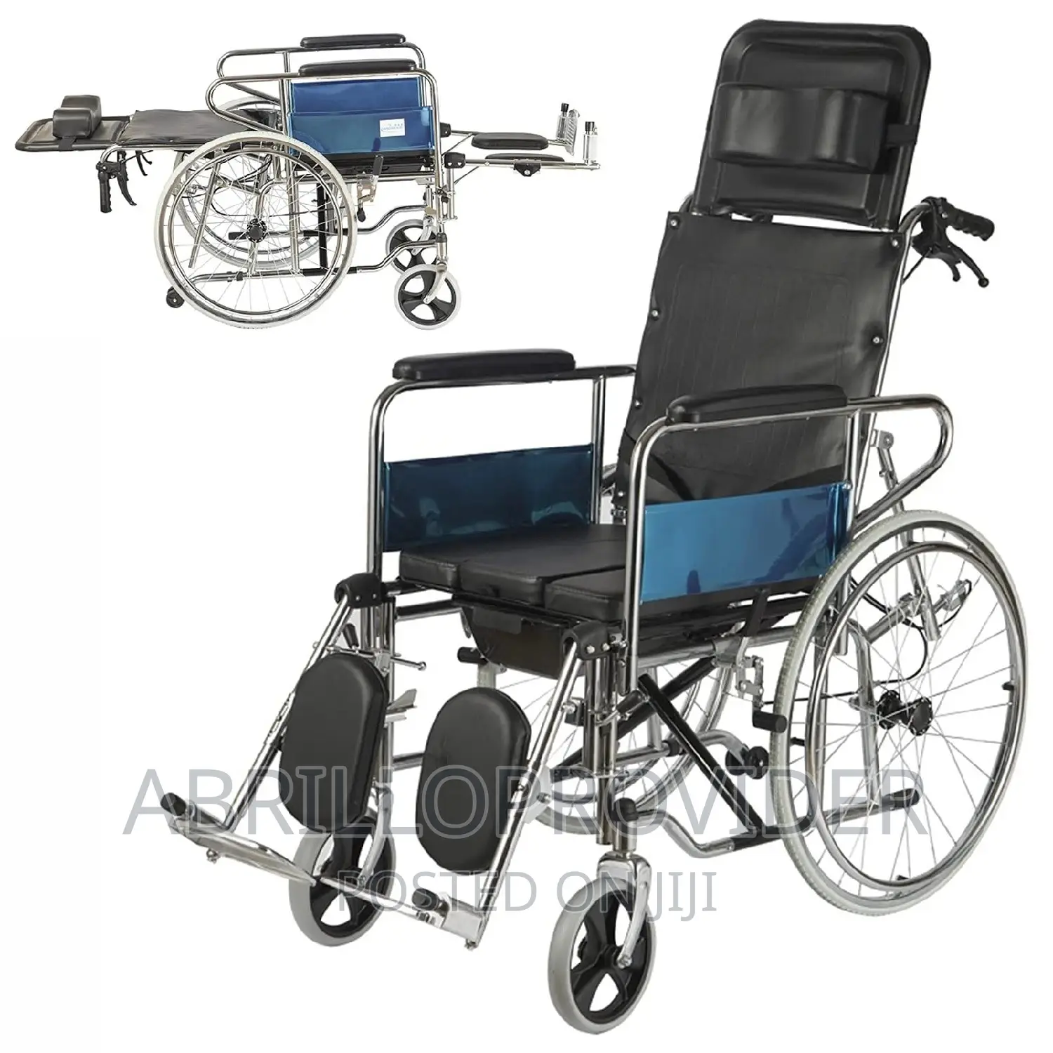 Recline Back Fold Manual Commode Wheelchair