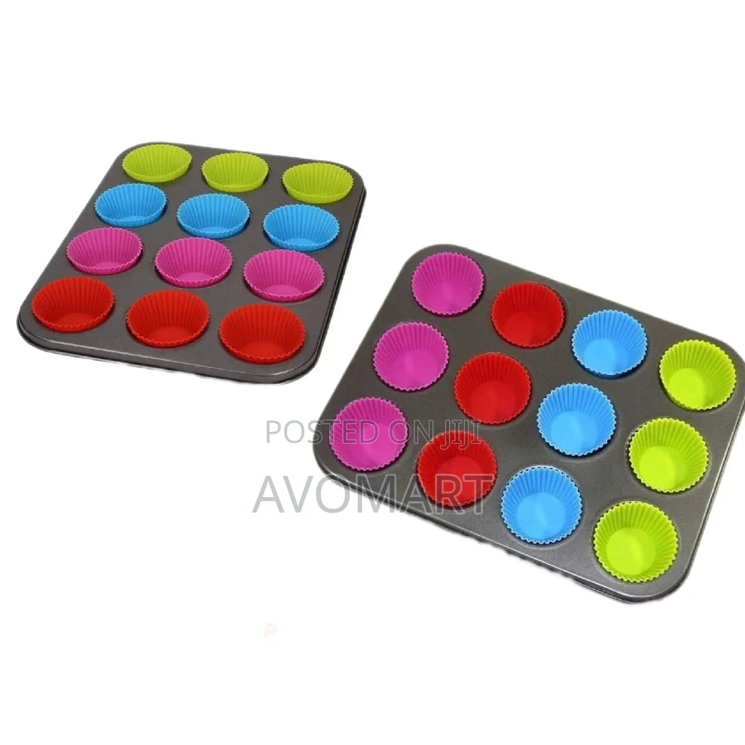 12 Muffin Cup Cake Pan With 12 Silicone Case