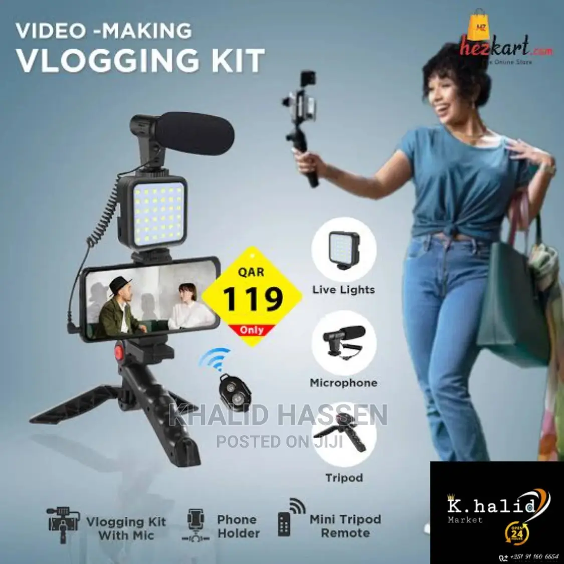 Ideo Vlogger Kits Microphone LED Fill Light Mini Tripod
