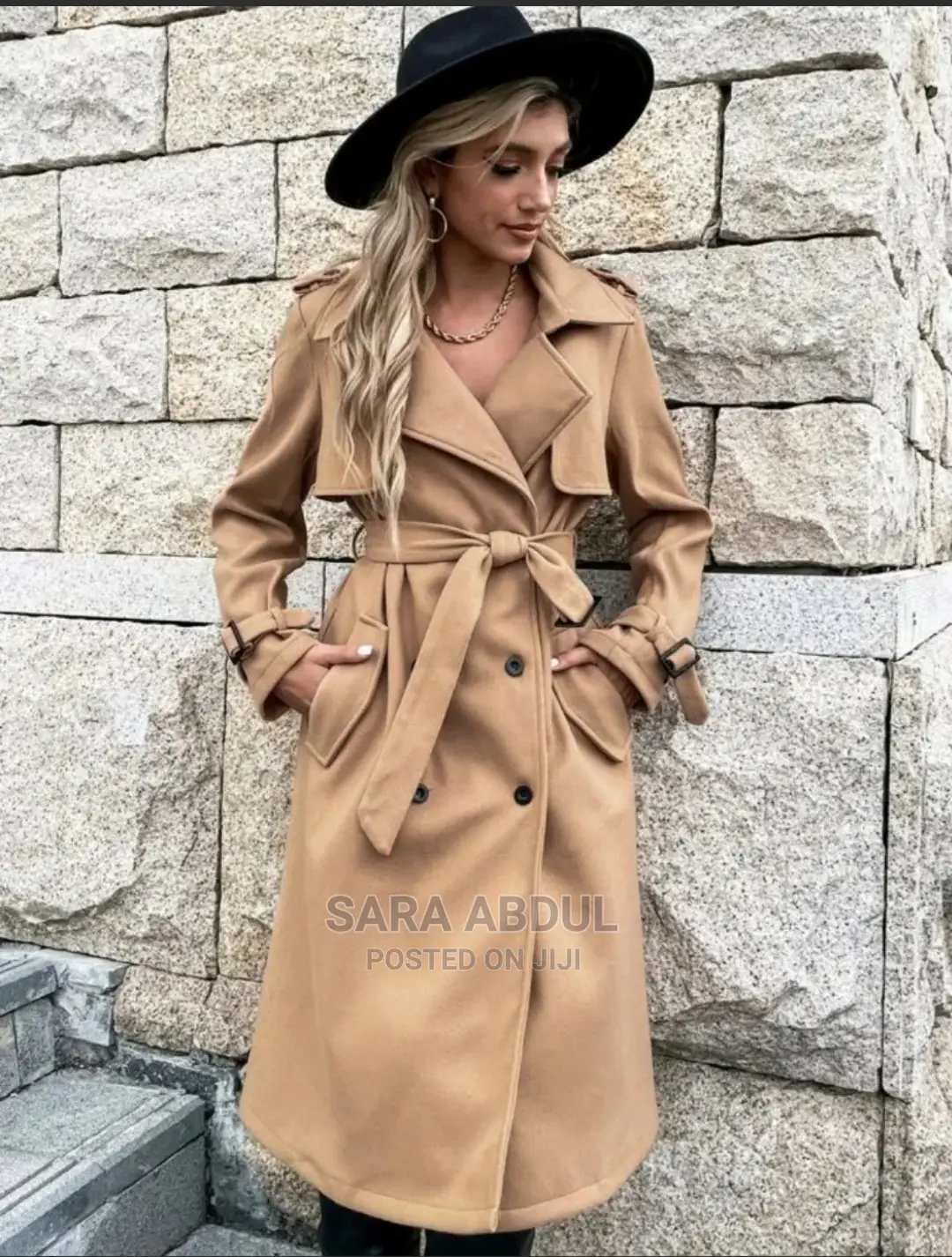 Shein Long Wool Coat UK Size 10 Camel Colour