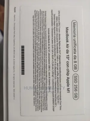 New Laptop Apple MacBook Air 2020 M1 8GB Apple M1 SSD 256GB