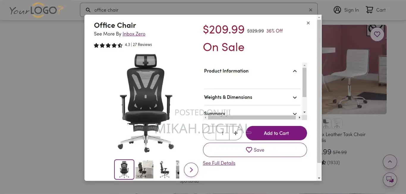 Furniture Online Shopping Website Design for Fair Price.