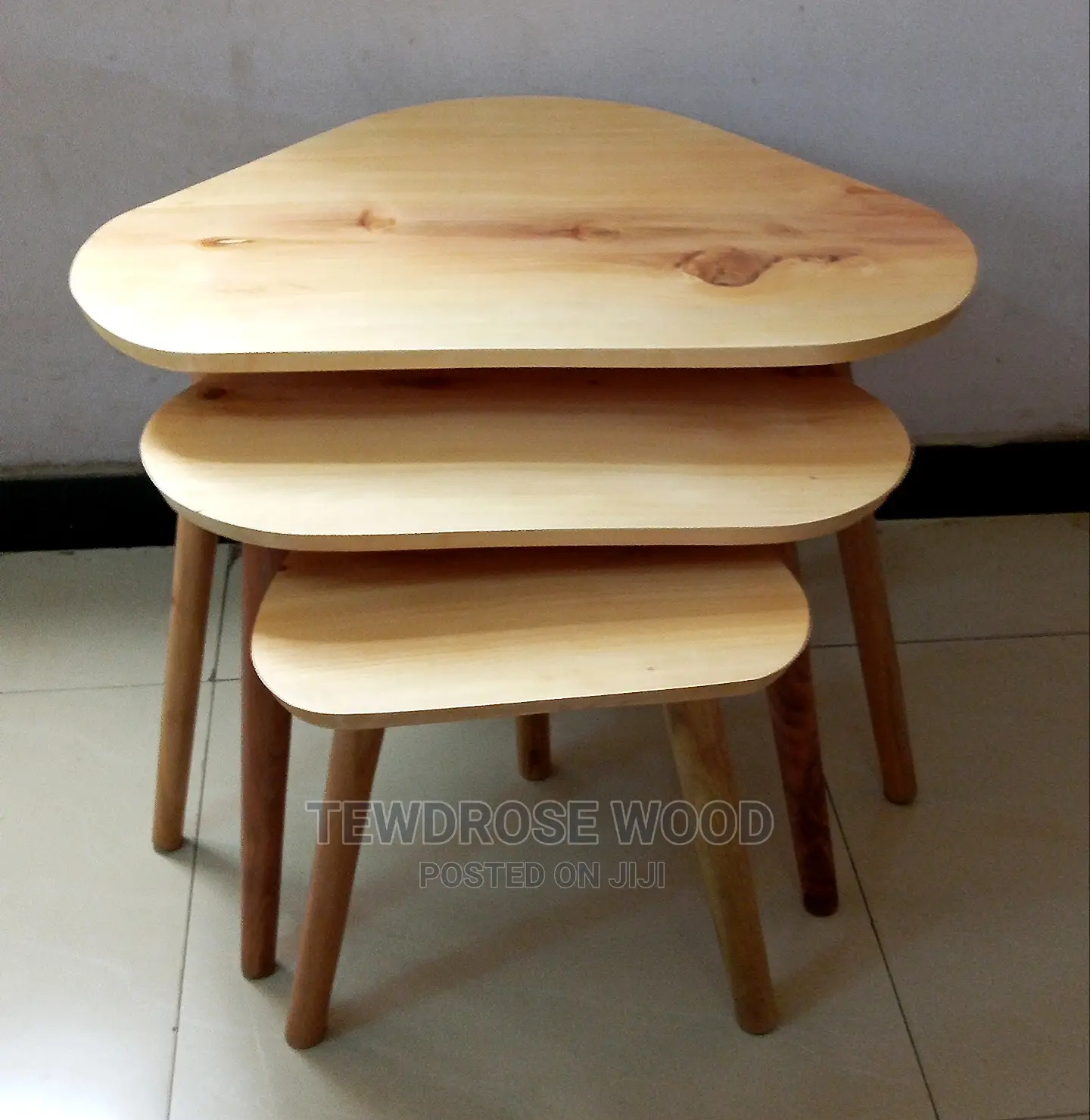 Very Beautiful 3 Cornered Wood Coffee Tables.