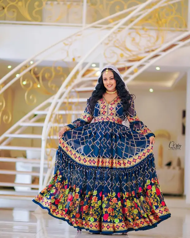 white christmas dresses Ethiopian Eritrean Habesha Chiffon Dress – ArifTibeb main image 0