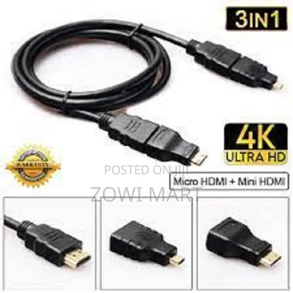3 in 1 HD High Speed HDMI to HDMI Cable + Micro HDMI Adapter