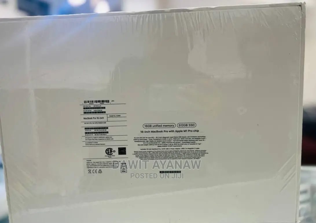 New Laptop Apple MacBook Pro M1 16GB Apple M1 SSD 512GB