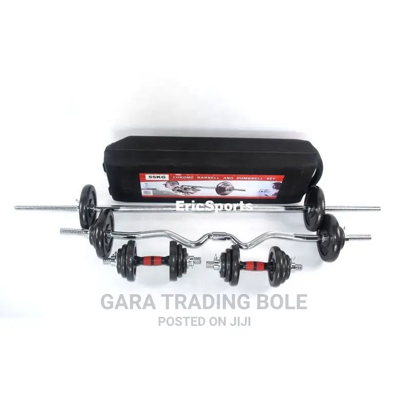 Dumbbell and Barbell 55kg Silver and Black Available