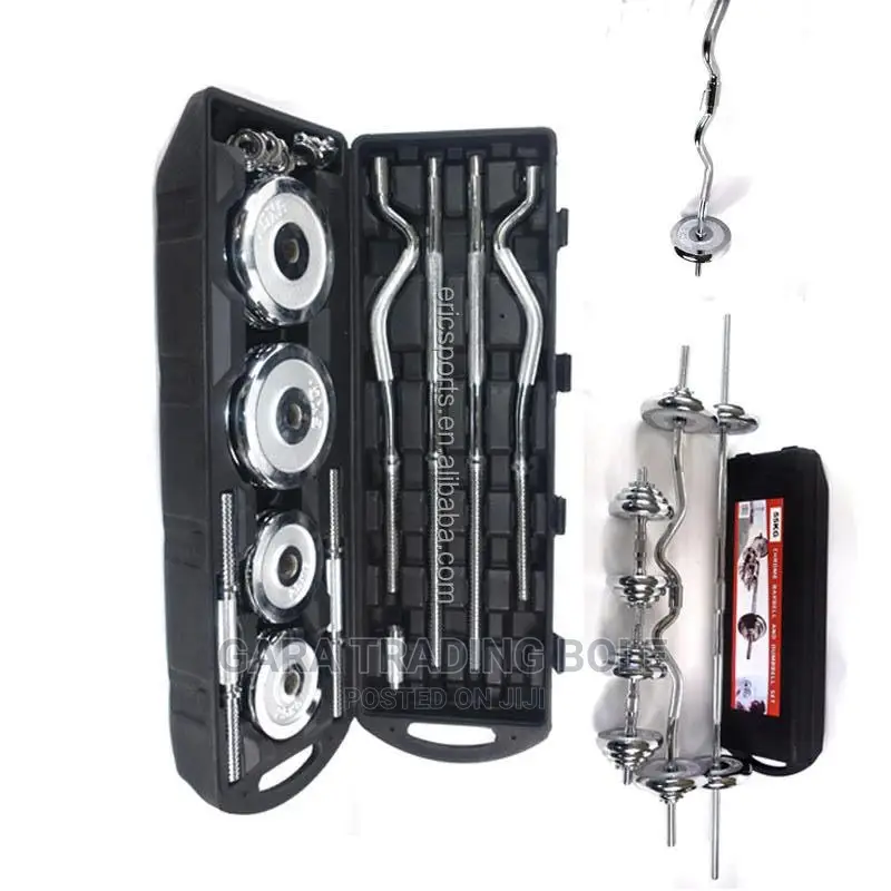 Dumbbell and Barbell 55kg Silver and Black Available