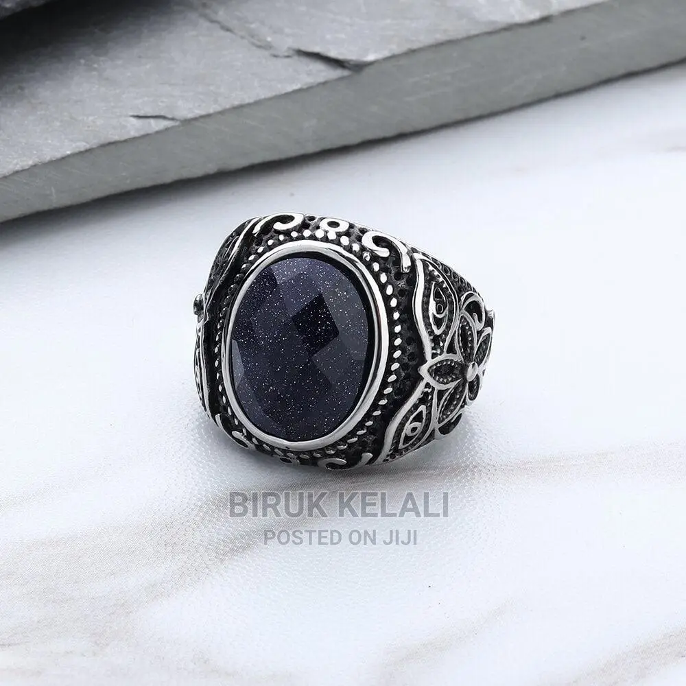 Natural Opal Moonstone Ring for Men Stainless 3D Ring