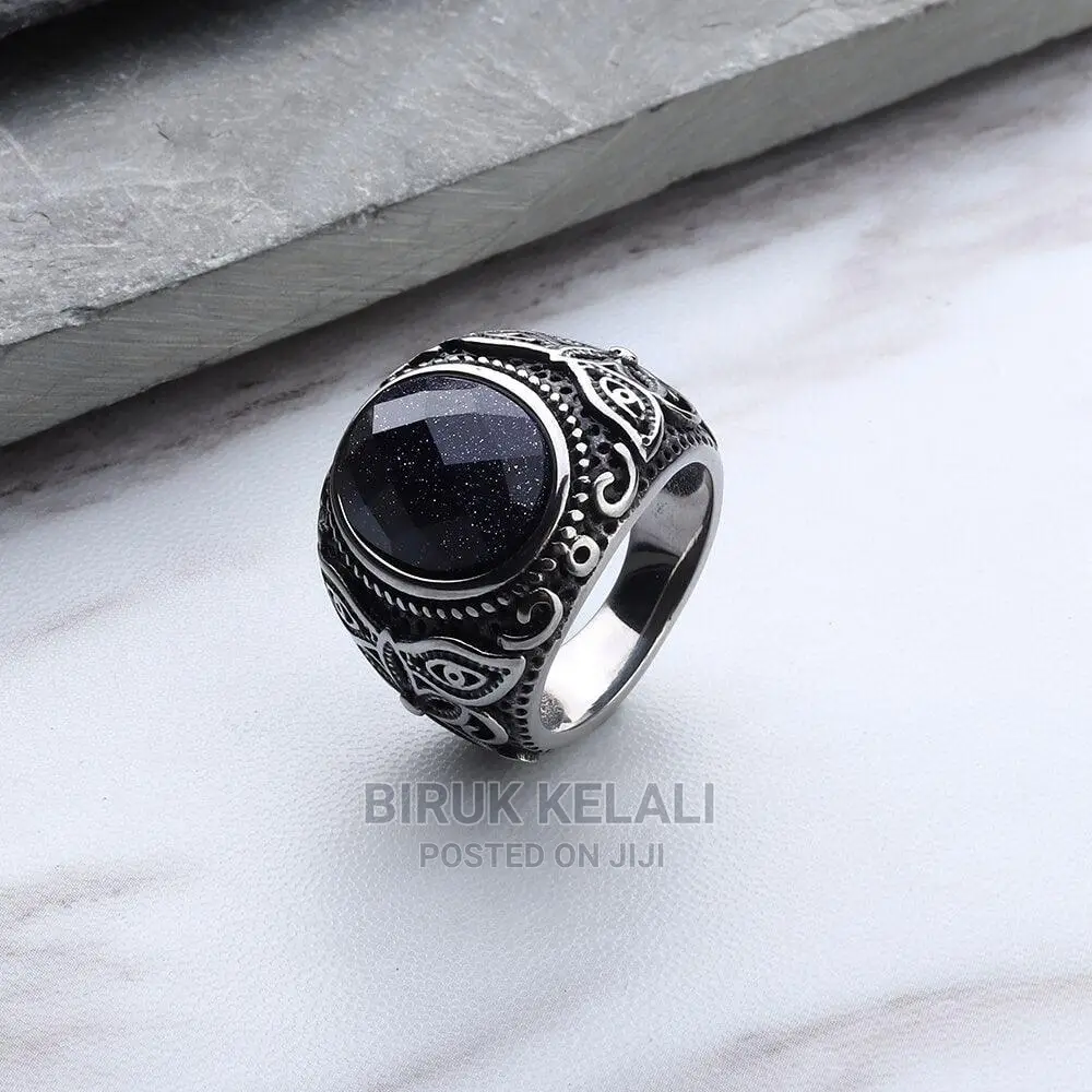 Natural Opal Moonstone Ring for Men Stainless 3D Ring