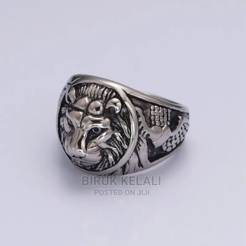 Animal Bear Head Tiger Cross Stainless 3D Ring