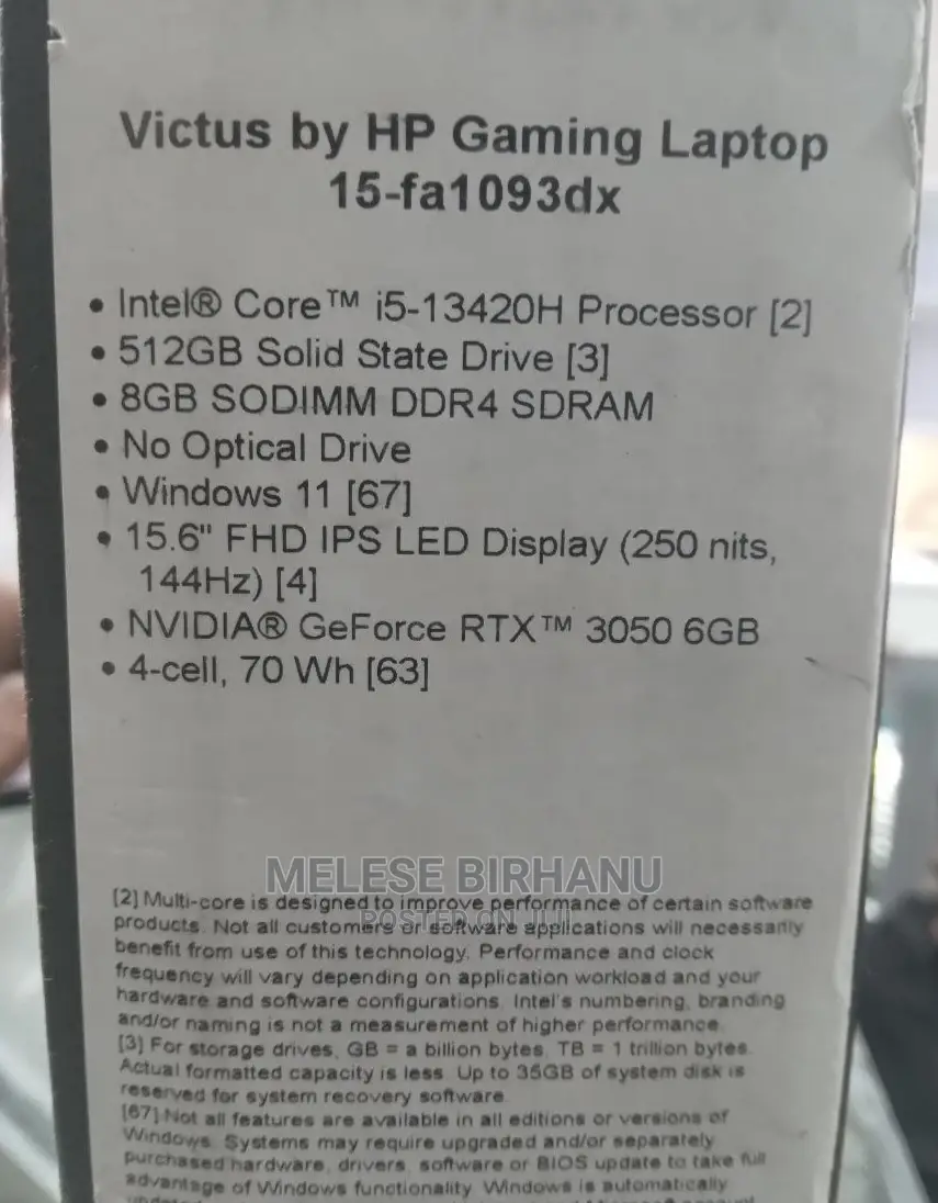 New Laptop HP Victus 16 8GB Intel Core I5 SSD 512GB
