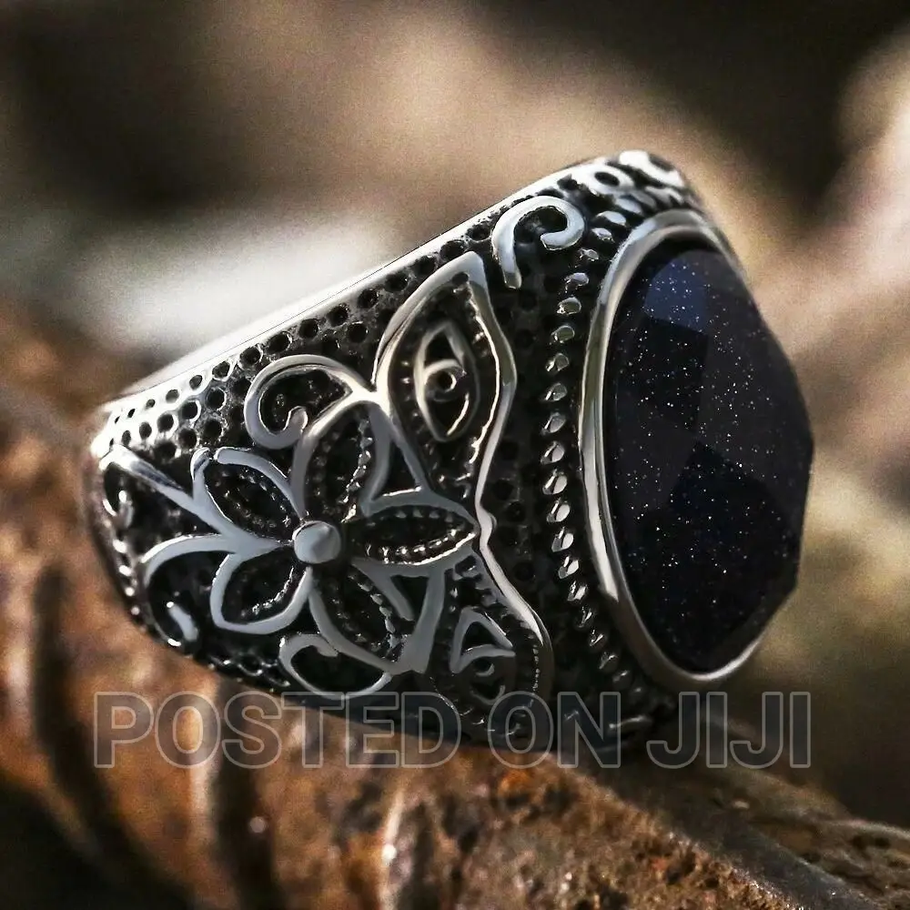 Natural Opal Moonstone Ring for Men Stainless 3D Ring