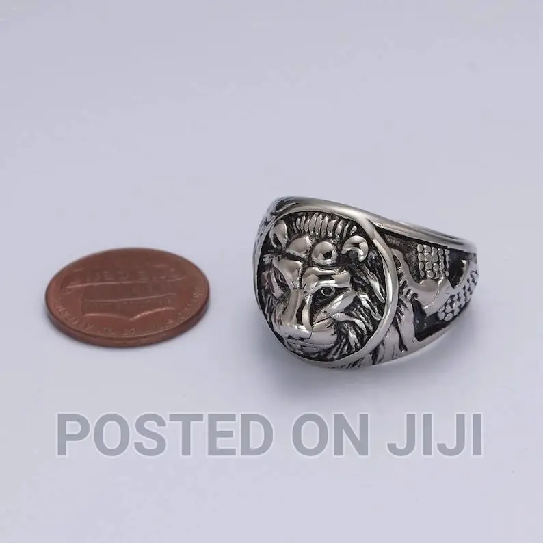 Animal Bear Head Tiger Cross Stainless 3D Ring