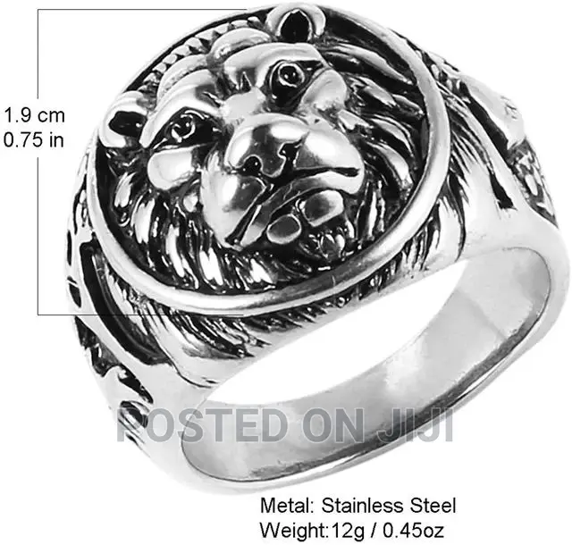 Animal Bear Head Tiger Cross Stainless 3D Ring