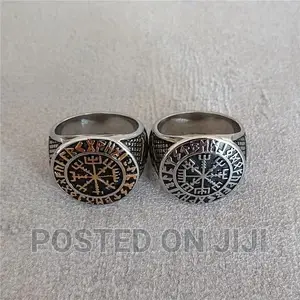 Viking Punk Jewelery Compass Ring Biker Odin Rune Ring