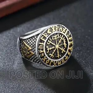 Viking Punk Jewelery Compass Ring Biker Odin Rune Ring