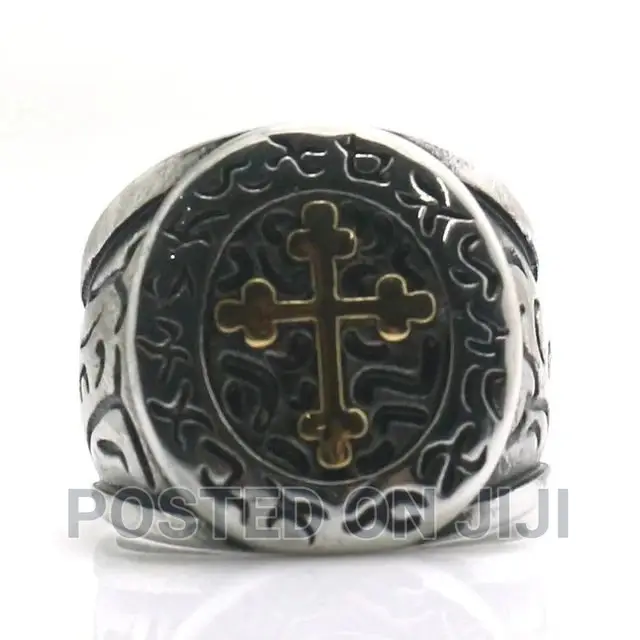 Oval Cross Pattern Rings Charm Men's Jewelery Stainless