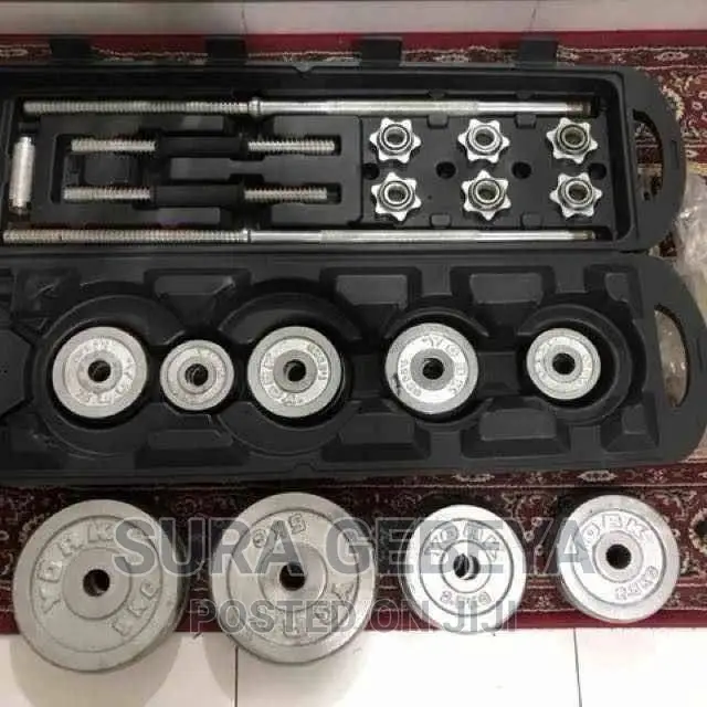 Dumbbell and Barbell --Silver and Black Free Delivery