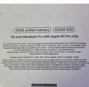 New Laptop Apple MacBook Pro M1 16GB Apple M1 Pro HDD+SSD 512GB