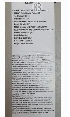 New Laptop HP Spectre 14 16GB Intel Core I7 SSD 512GB