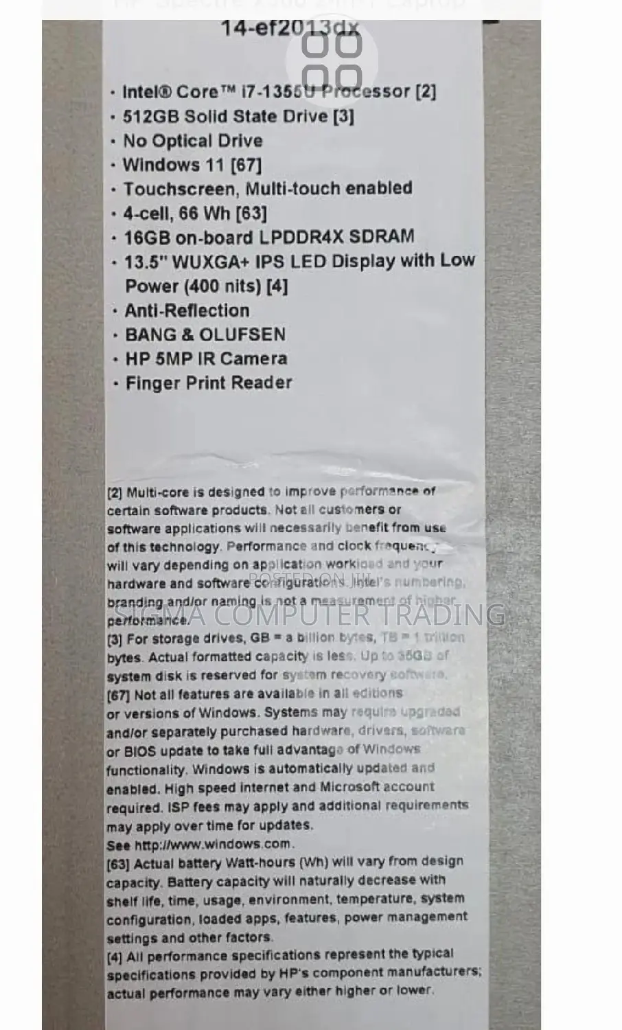 New Laptop HP Spectre 14 16GB Intel Core I7 SSD 512GB