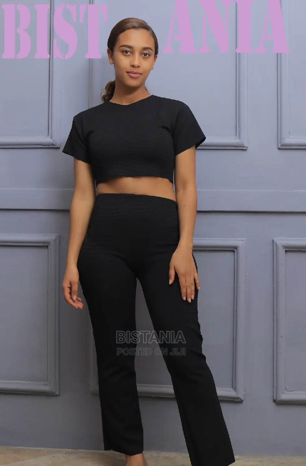 Women's Crop Top With Wide Knee Pant