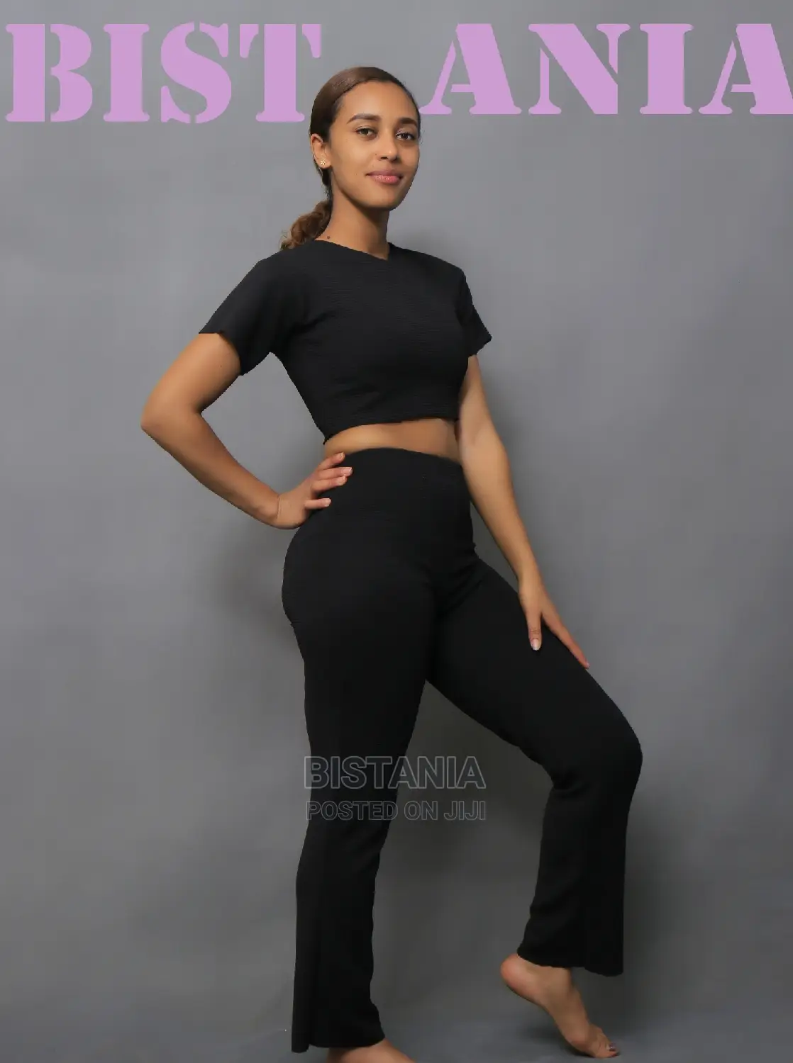 Women's Crop Top With Wide Knee Pant