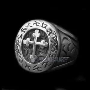 Photo - Oval Cross Pattern Rings Charm Men's 3D Ring