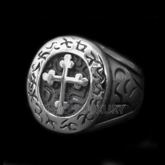 Oval Cross Pattern Rings Charm Men's 3D Ring