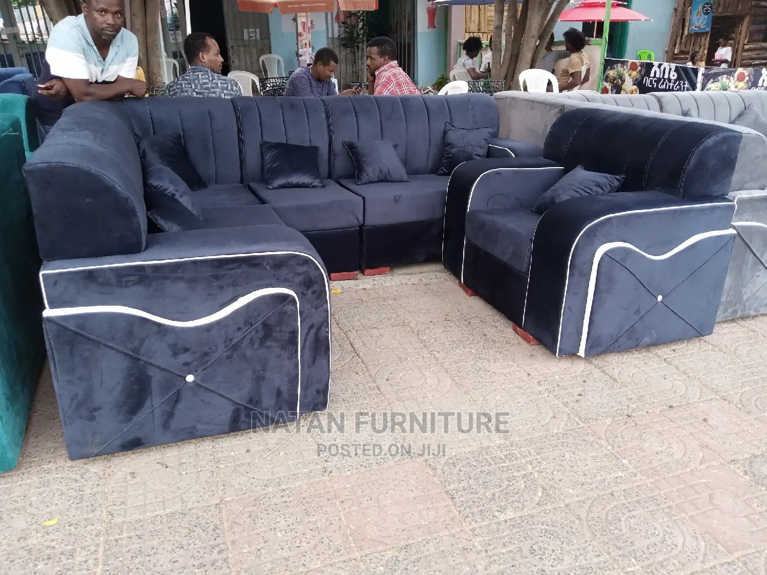 ሶፋ(l-Shape)Made of ማለዳ HD#1 Sponge Qlty Wood Materal