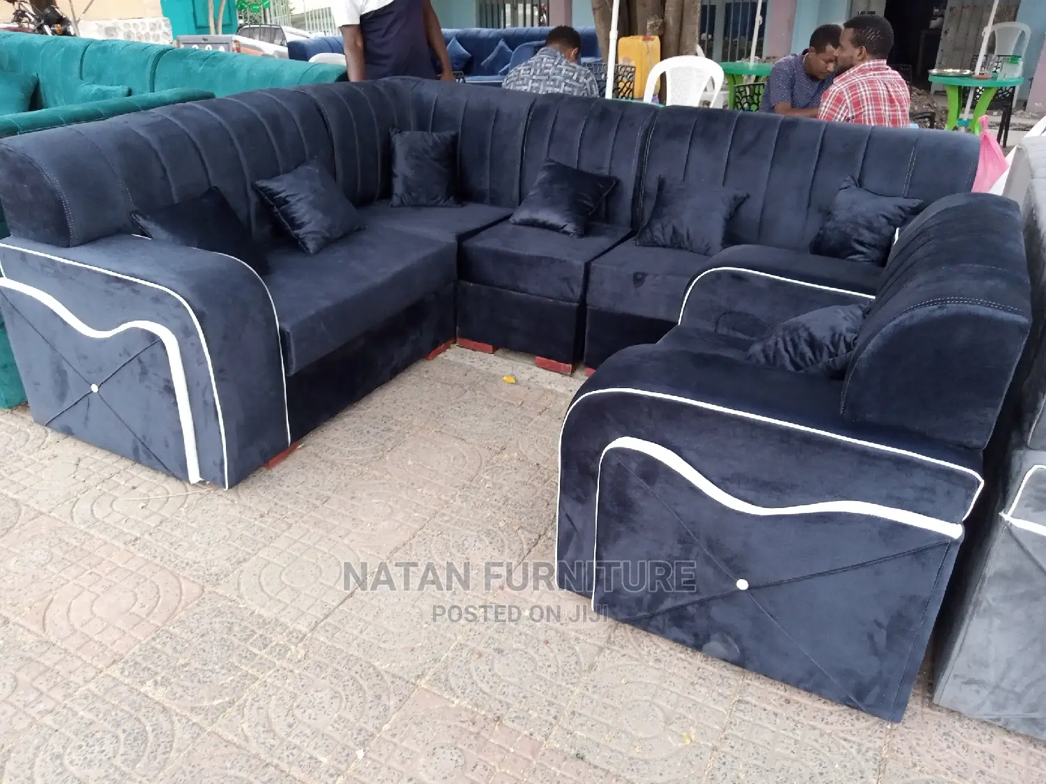 ሶፋ(l-Shape)Made of ማለዳ HD#1 Sponge Qlty Wood Materal