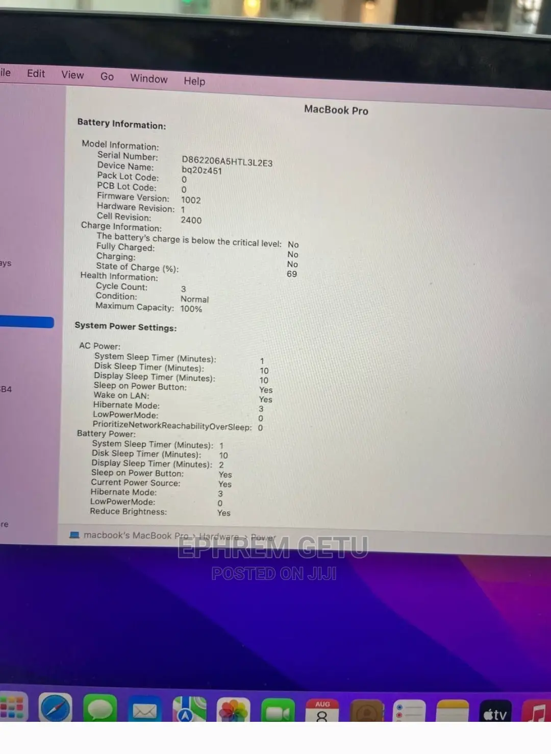 New Laptop Apple MacBook Pro 2020 M1 8GB Apple M1 Pro SSD 256GB