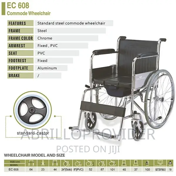 Easy Foldable Standard Steel Commode Wheelchair - EC608