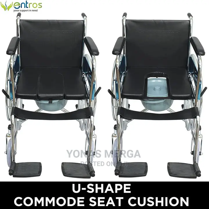 Wheel Chair in Fixed Armrest and Footrest With Toilet Seat