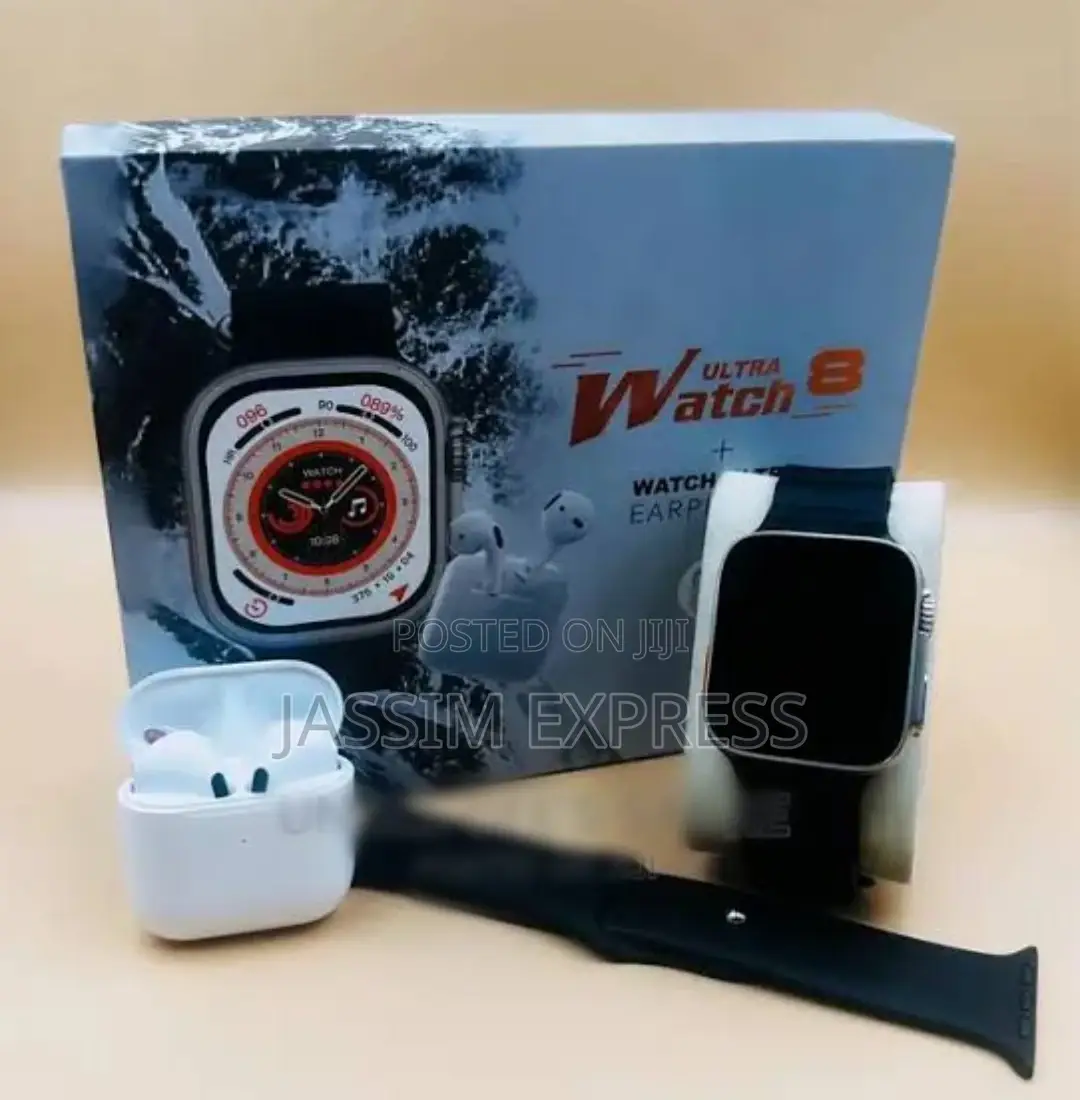 Ultra Smart Watch With Airpods (Black Color)