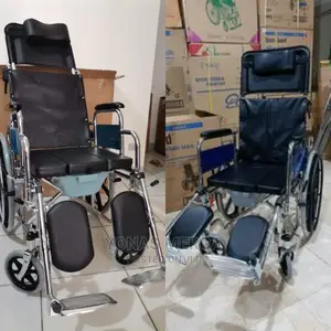 Commode and Reclining Wheelchair,Foldable and Adjustable