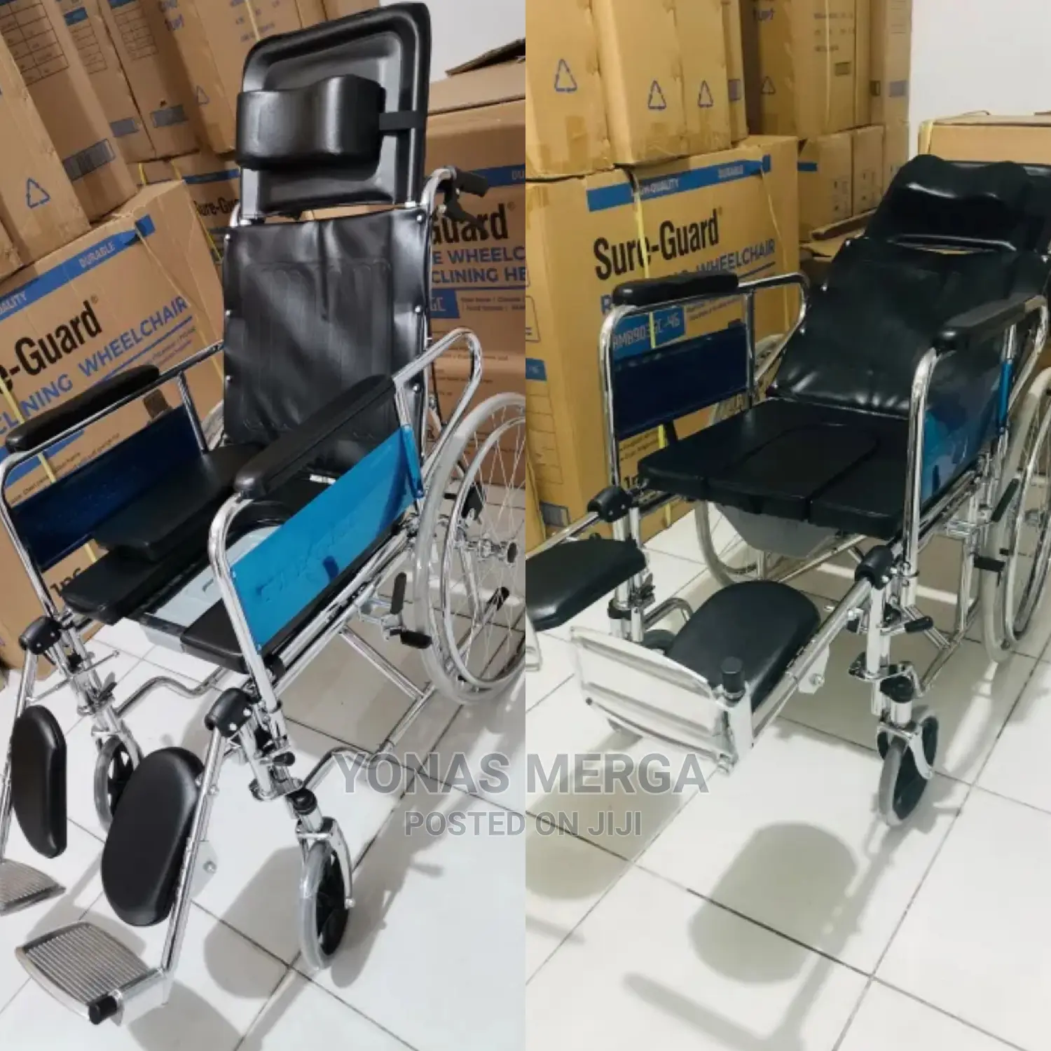 Steel Reclining High Back Commode Wheelchair