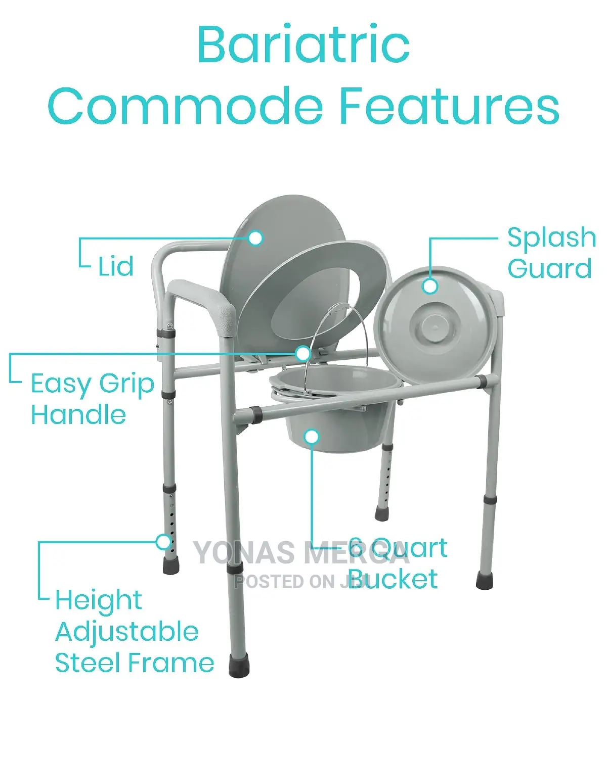 Perfect Heavy Duty Folding Commode Chair With Toilet Seat
