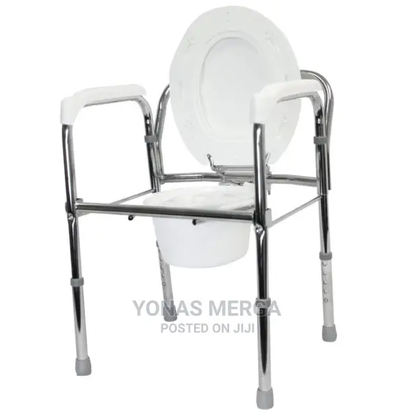 Fully Foldable Commode Chair Commode Is Height-Adjustable