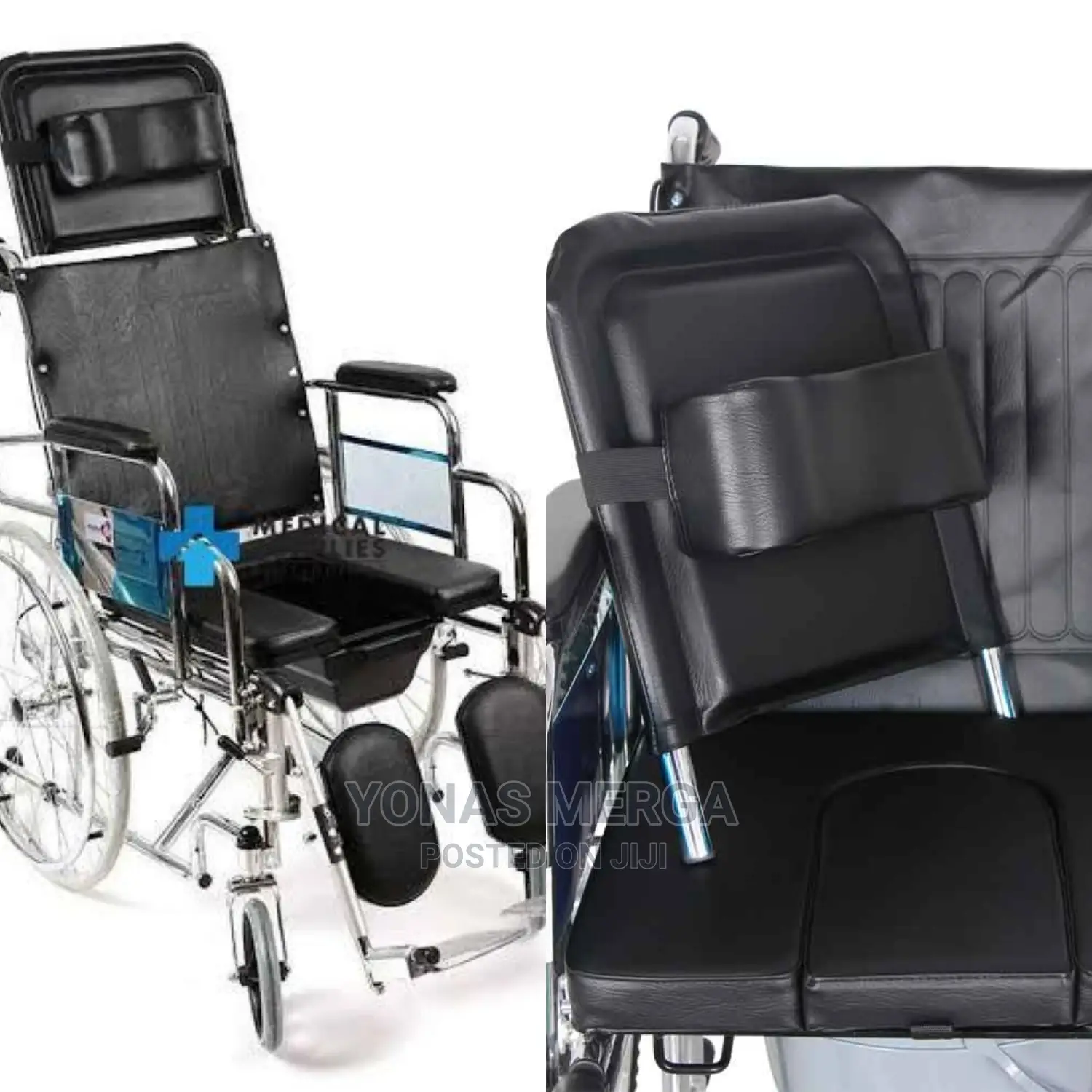 EZYLIFE Reclining Commode Wheelchair With Bowl