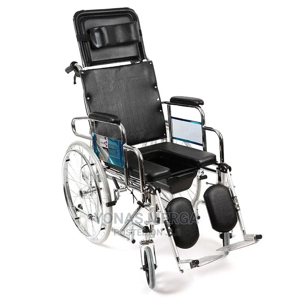 Mobilis Steel Reclining Commode Wheelchair Roda + Komod