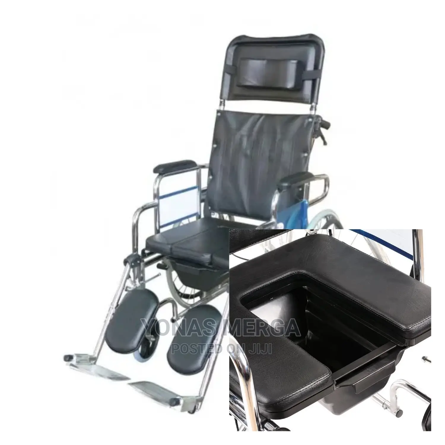 Aluminium Alloy Back Folding Reclining Commode Wheelchair